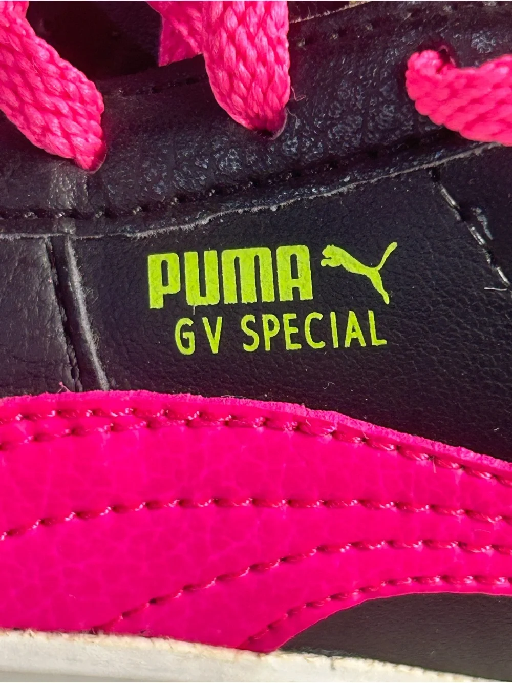 Puma Kids Black Sneakers with Neon Pink and Lime Accents